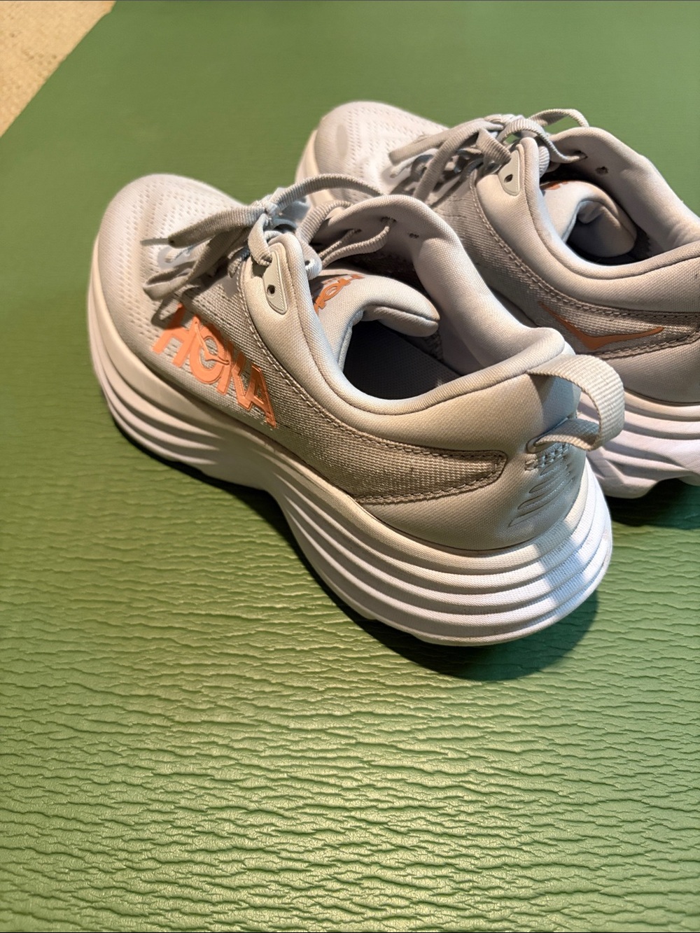 Hoka Light Gray Running Shoes with Peach Logo Accent - Picture 3 of 6